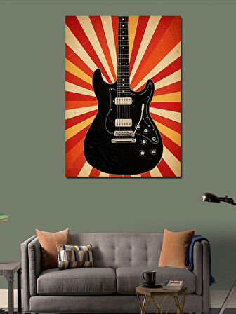 Kanvas Tablo Kırmızı ve Siyah Gitar
