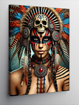 Kanvas Tablo Kızılderili Savaşçı Kadın
