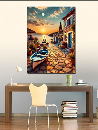 Kanvas Tablo Akşamüstü Kıyı Kasabası