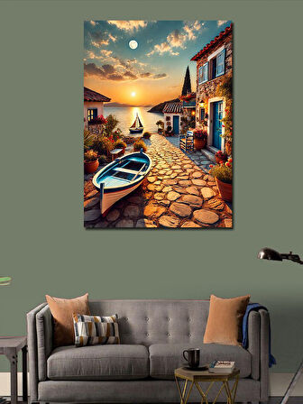Kanvas Tablo Akşamüstü Kıyı Kasabası