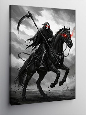 Kanvas Tablo Kara Şövalye ve At