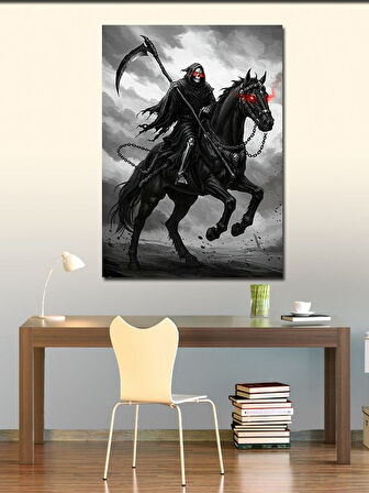 Kanvas Tablo Kara Şövalye ve At