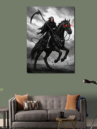 Kanvas Tablo Kara Şövalye ve At