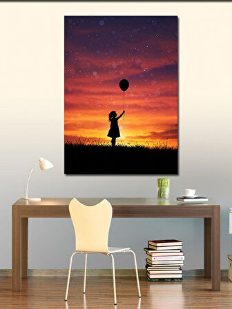 Kanvas Tablo Balonla Gün Batımı