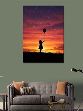 Kanvas Tablo Balonla Gün Batımı