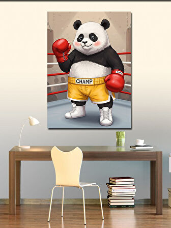 Kanvas Tablo Boksör Panda Çizimi
