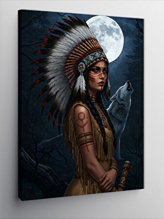 Kanvas Tablo Yerli Kadın ve Ay Işığı
