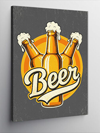 Kanvas Tablo "Beer" Yazılı Şişeler