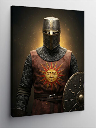 Kanvas Tablo Zırhlı Şövalye Çizimi