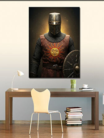 Kanvas Tablo Zırhlı Şövalye Çizimi