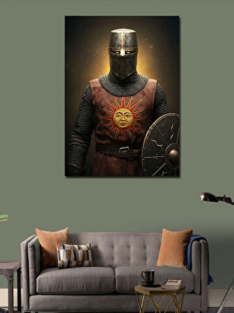 Kanvas Tablo Zırhlı Şövalye Çizimi