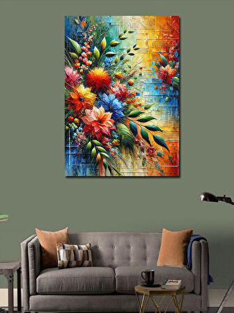 Kanvas Tablo Renkli Çiçek Buketi