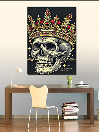 Kanvas Tablo Kafatası ve Taç Çizimi