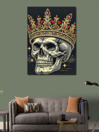 Kanvas Tablo Kafatası ve Taç Çizimi