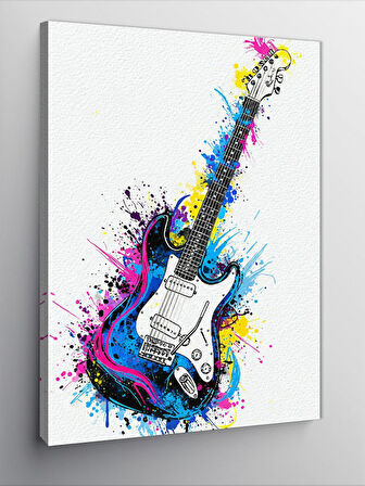 Kanvas Tablo Splash Tarzı Elektro Gitar