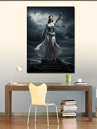 Kanvas Tablo Terazi Tutucu Adalet Kadını
