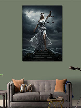 Kanvas Tablo Terazi Tutucu Adalet Kadını