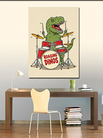 Kanvas Tablo T-Rex ve Bateri "Roaring Dinos"