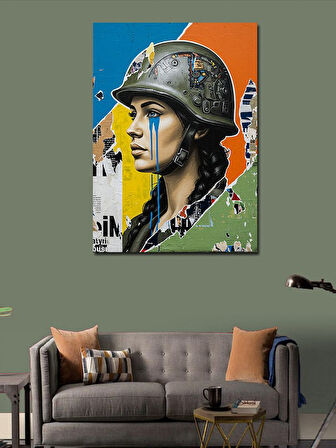 Kanvas Tablo Kadın Savaşçı ve Mavi Gözyaşı