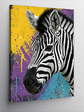 Kanvas Tablo Renkli Zebra