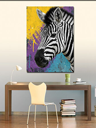 Kanvas Tablo Renkli Zebra
