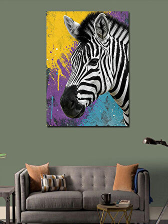 Kanvas Tablo Renkli Zebra