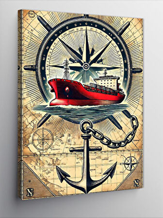 Kanvas Tablo Pusula ve Deniz Feneri