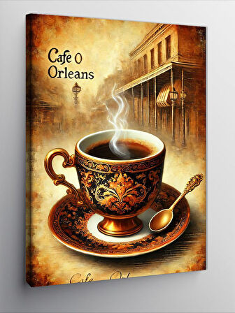 Kanvas Tablo Cafe Orleans ve Kahve Fincanı
