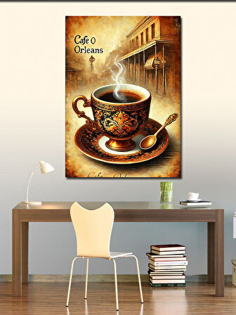 Kanvas Tablo Cafe Orleans ve Kahve Fincanı