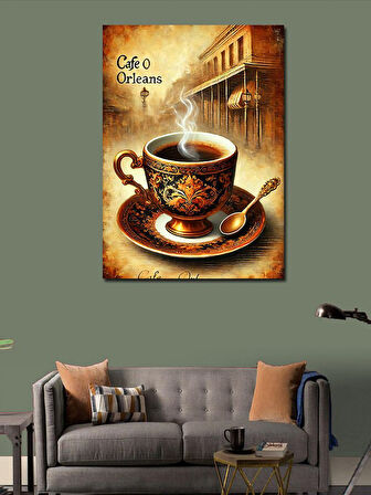 Kanvas Tablo Cafe Orleans ve Kahve Fincanı