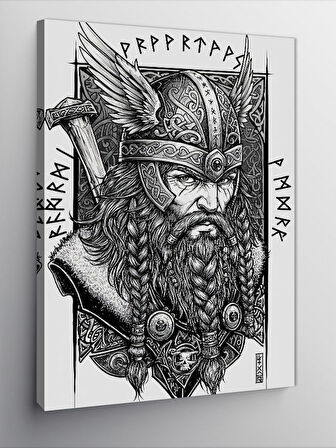 Kanvas Tablo Viking Savaşçı Çizimi