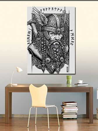 Kanvas Tablo Viking Savaşçı Çizimi