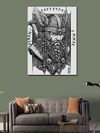 Kanvas Tablo Viking Savaşçı Çizimi