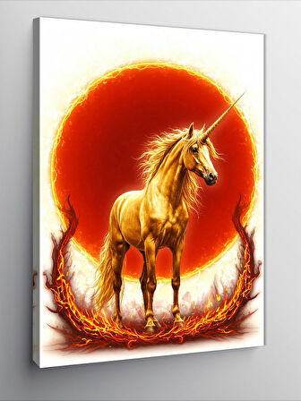 Kanvas Tablo Alevli Unicorn ve Büyü