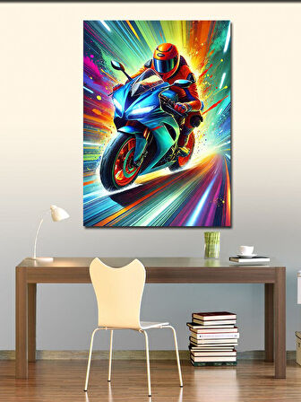 Kanvas Tablo Hızlı Motor ve Neon Hareket