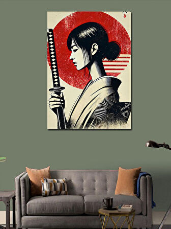 Kanvas Tablo Kılıçlı Japon Kadın