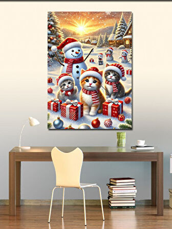 Kanvas Tablo Kardan Adam ve Noel Kutlaması