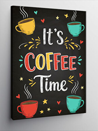Kanvas Tablo It’s Coffee Time ve Renkli Fincanlar
