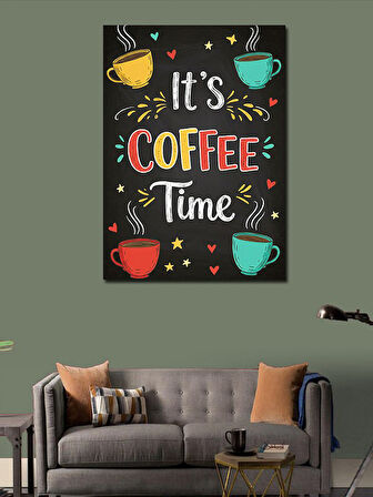 Kanvas Tablo It’s Coffee Time ve Renkli Fincanlar