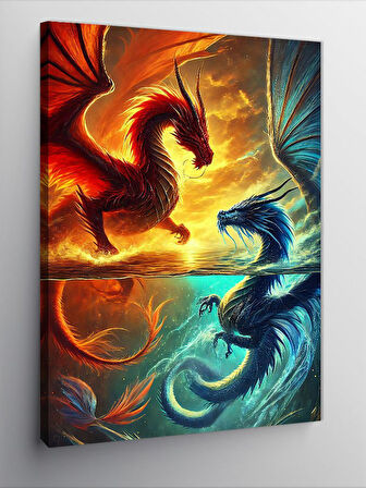 Kanvas Tablo Ateş ve Su Ejderhaları