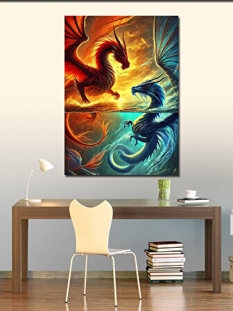 Kanvas Tablo Ateş ve Su Ejderhaları