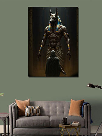 Kanvas Tablo Anubis ve Mısır Tanrısı