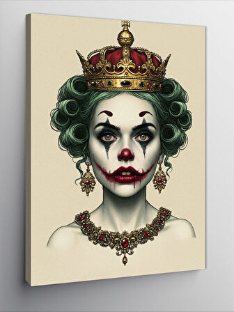 Kanvas Tablo Taçlı Palyaço ve Gizemli Portre