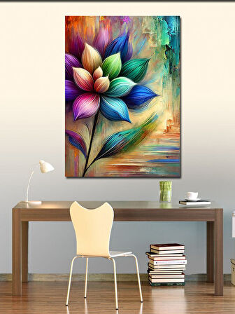 Kanvas Tablo Renkli Çiçek ve Parlak Yapraklar