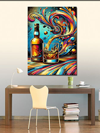 Kanvas Tablo Viski ve Soyut Dalgalanmalar
