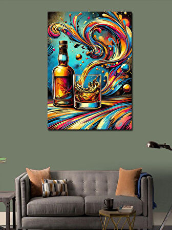 Kanvas Tablo Viski ve Soyut Dalgalanmalar