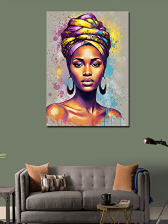 Kanvas Tablo Afrikalı Kadın ve Geleneksel Şıklık