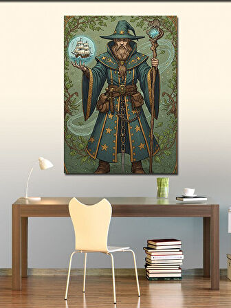 Kanvas Tablo Büyücü ve Kozmik Semboller