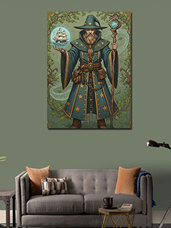 Kanvas Tablo Büyücü ve Kozmik Semboller