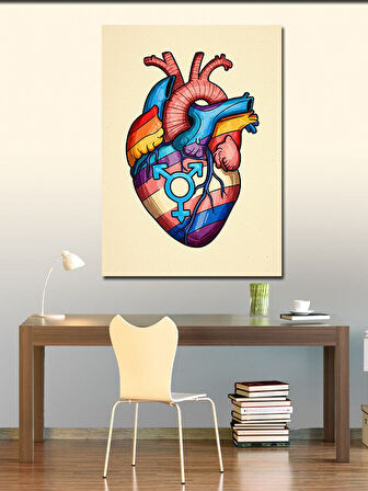 Kanvas Tablo Renkli Anatomik Kalp